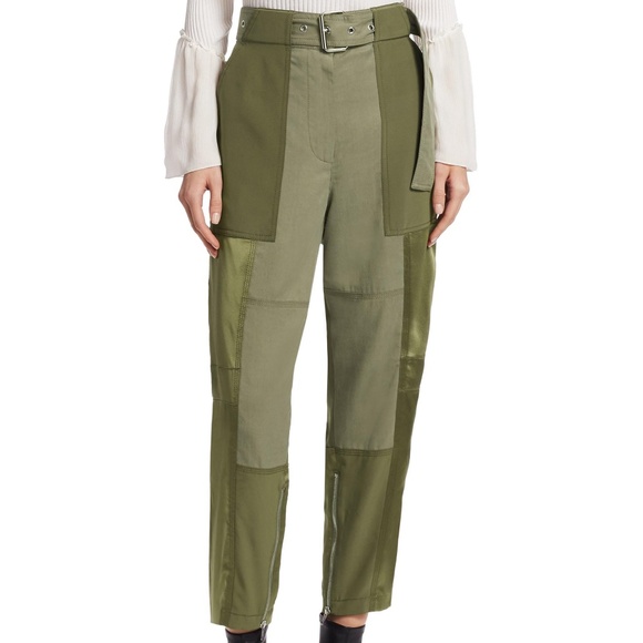 3.1 Phillip Lim Belted Silk Cargo Patchwork Pant - Picture 2 of 4